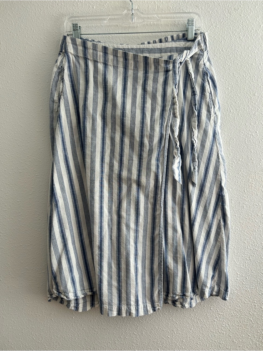 croft & barrow Blue and White Vertical-Stripe Wrap Skirt
